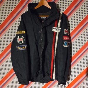 Vintage 1990s Triumph Racing jacket with patches